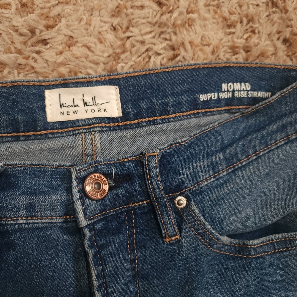 Nicole Miller New York Nomad Jeans Women 6 Blue Super High Rise Straight